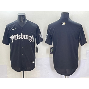 MLB Pirates Blank New Black Nike Cool Base Men Jersey