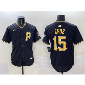 MLB Pittsburgh Pirates 15 Cruz Black Nike Cool Base Men Jersey