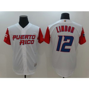 MLB Puerto Rico 12 Francisco Lindor White Men Jersey