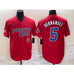MLB Puerto Rico 5 Hernandez WBC 2023 World Series Men Jersey