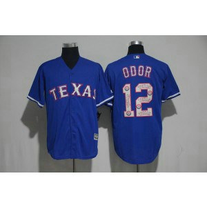 MLB Rangers 12 Rougned Odor Blue Team Logo Print Cool Base Men Jersey