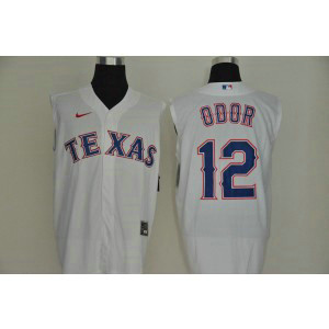 MLB Rangers 12 Rougned Odor White Nike Cool Base Sleeveless Men Jersey
