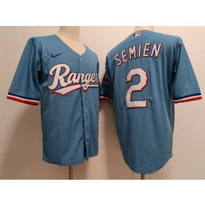MLB Rangers 2 Marcus Semien Blue Nike Cool Base Men Jersey