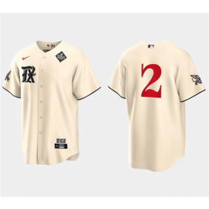 MLB Rangers 2 Marcus Semien Cream 2023 World Series City Connect Nike Cool Base Men Jersey