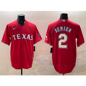 MLB Rangers 2 Marcus Semien Red Nike Cool Base Men Jersey