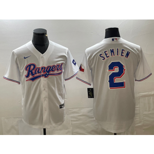 MLB Rangers 2 Marcus Semien White Nike Cool Base Men Jersey