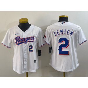 MLB Rangers 2 Marcus Semien White Nike Cool Base Youth Jersey