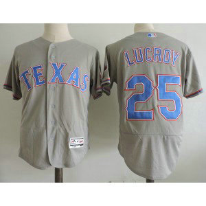 MLB Rangers 25 Jonathan Lucroy Grey Flexbase Men Jersey