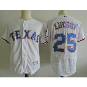 MLB Rangers 25 Jonathan Lucroy White Flexbase Men Jersey