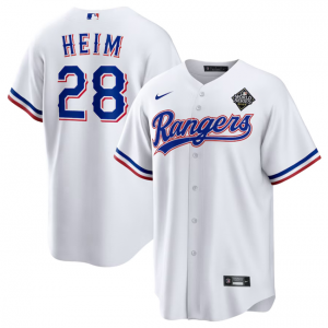 MLB Rangers 28 Jonah Heim 2023 White World Series Nike Cool Base Men Jersey