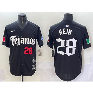 MLB Rangers 28 Jonah Heim Black Mexico Nike Cool Base Men Jersey