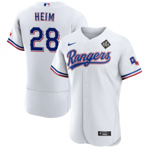 MLB Rangers 28 Jonah Heim White 2023 World Series Nike Flexbase Men Jersey