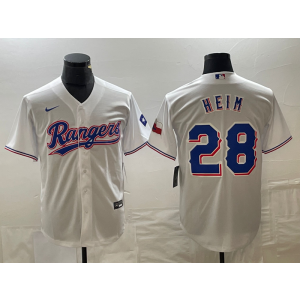 MLB Rangers 28 Jonah Heim White Nike Cool Base Men Jersey