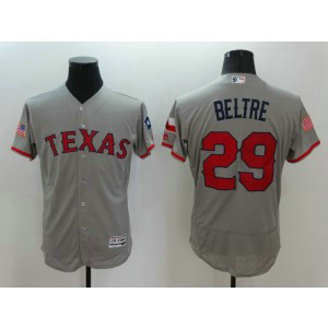 MLB Rangers 29 Adrian Beltre Grey Stars and Stripes Flexbase Men Jersey