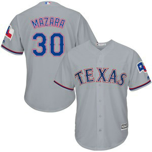 MLB Rangers 30 Nomar Mazara Grey Cool Base Men Jersey