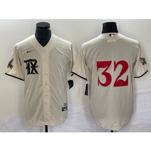 MLB Rangers 32 Cream 2023 City Connect Nike Cool Base Men Jersey