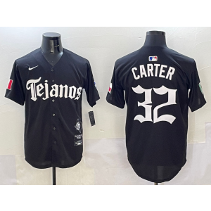 MLB Rangers 32 Evan Carter New Black Nike Cool Base Men Jersey