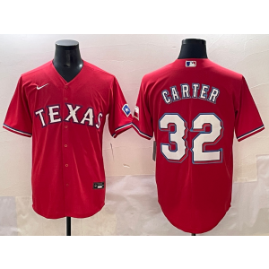 MLB Rangers 32 Evan Carter Red Nike Cool Base Men Jersey