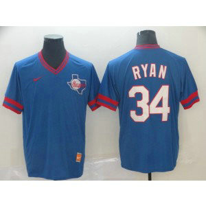MLB Rangers 34 Nolan Ryan Blue Nike Cooperstown Collection Legend V-Neck Men Jersey