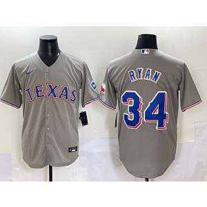 MLB Rangers 34 Nolan Ryan Grey Nike Cool Base Men Jersey