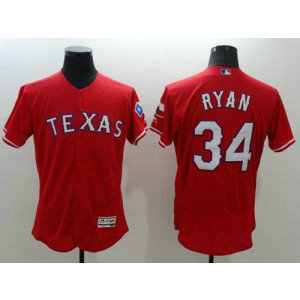 MLB Rangers 34 Nolan Ryan Red Flexbase Men Jersey