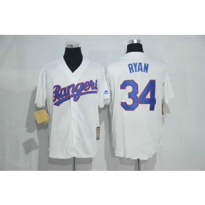 MLB Rangers 34 Nolan Ryan White 1986 Majestic Cool Base Cooperstown Collection Men Jersey