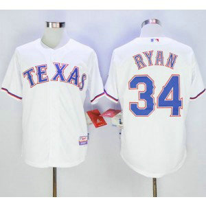 MLB Rangers 34 Nolan Ryan White Cool Base Men Jersey