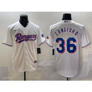 MLB Rangers 36 Langford White Nike Cool Base Men Jersey
