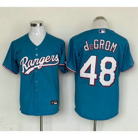 MLB Rangers 48 Jacob DeGrom Light Blue Nike Cool Base Men Jersey