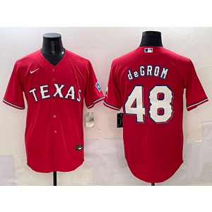 MLB Rangers 48 Jacob DeGrom Red Nike Cool Base Men Jersey