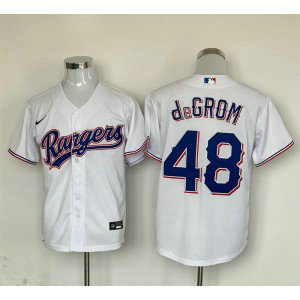 MLB Rangers 48 Jacob DeGrom White Nike Cool Base Men Jersey