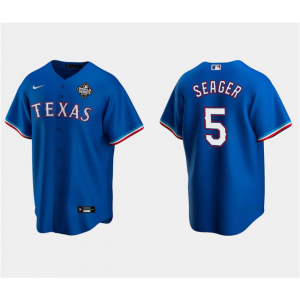 MLB Rangers 5 Corey Seager Royal 2023 World Series Nike Cool Base Men Jersey