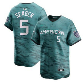 MLB Rangers 5 Corey Seager Teal 2023 All-Star Nike Cool Base Men Jersey