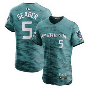 MLB Rangers 5 Corey Seager Teal 2023 All-Star Nike Flexbase Men Jersey
