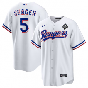 MLB Rangers 5 Corey Seager White 2023 World Series Nike Cool Base Men Jersey