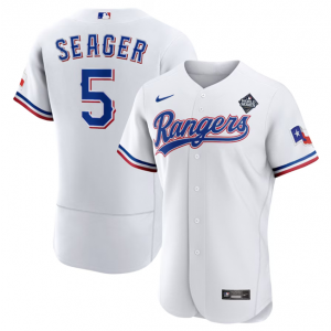 MLB Rangers 5 Corey Seager White 2023 World Series Nike Flexbase Men Jersey