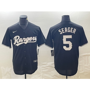 MLB Rangers 5 Seager Black Nike Cool Base Men Jersey
