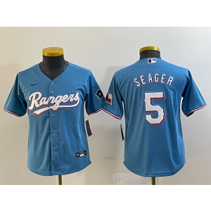 MLB Rangers 5 Seager Blue Nike Cool Base Youth Jersey