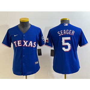 MLB Rangers 5 Seager Blue Nike Cool Base Youth Jersey