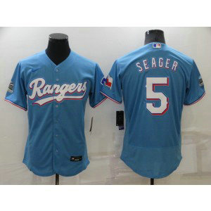 MLB Rangers 5 Seager Blue Nike Flexbase Men Jersey