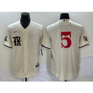MLB Rangers 5 Seager Cream 2021 City Connect Nike Cool Base Men Jersey