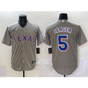 MLB Rangers 5 Seager Grey Nike Cool Base Men Jersey