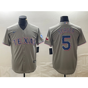 MLB Rangers 5 Seager Grey Nike Cool Base Men Jersey