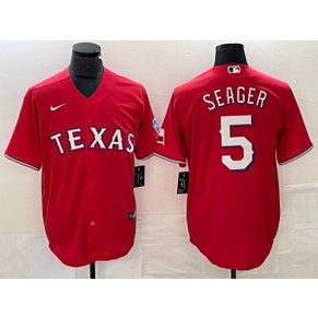 MLB Rangers 5 Seager Red Nike Cool Base Men Jersey