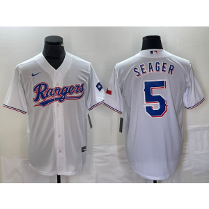 MLB Rangers 5 Seager White Nike Cool Base Men Jersey