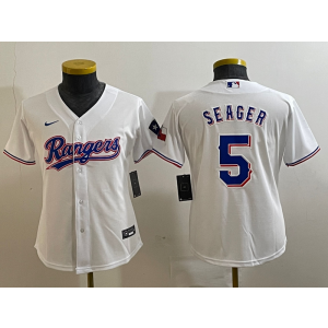 MLB Rangers 5 Seager White Nike Cool Base Youth Jersey