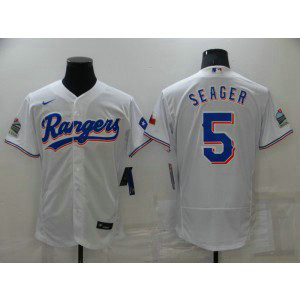 MLB Rangers 5 Seager White Nike Flexbase Men Jersey