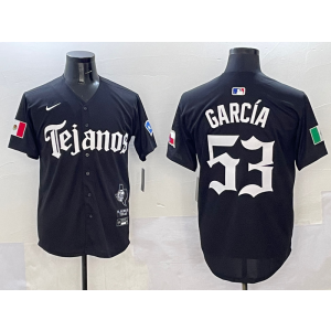 MLB Rangers 53 Adolis García Black Nike Cool Base Men Jersey