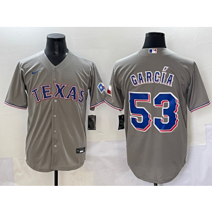 MLB Rangers 53 Adolis García Grey Nike Cool Base Men Jersey