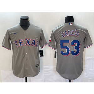 MLB Rangers 53 Adolis García Grey Nike Cool Base Men Jersey
